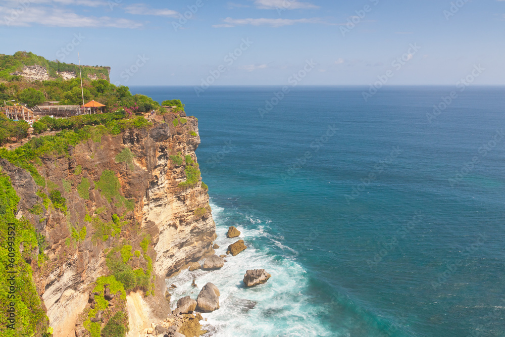 Coastal cliff at Uluwatu temple, Bali, Indonesia.