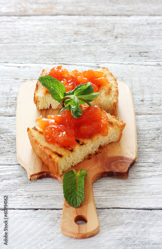Toasts with fruit jam