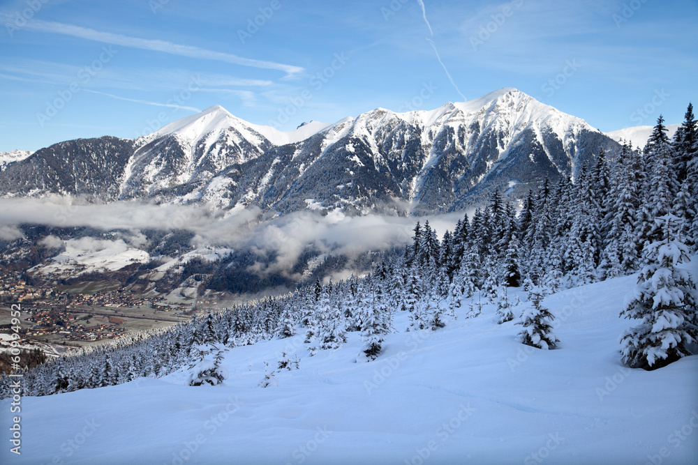 View on valley in Alps, Bad Hofgastein, Austria