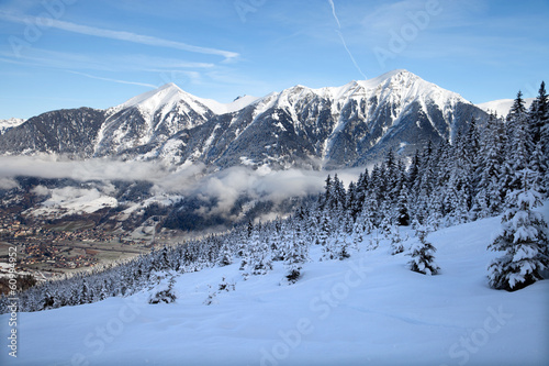 View on valley in Alps, Bad Hofgastein, Austria photo