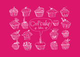 colorful delicious cupcakes vector illustration