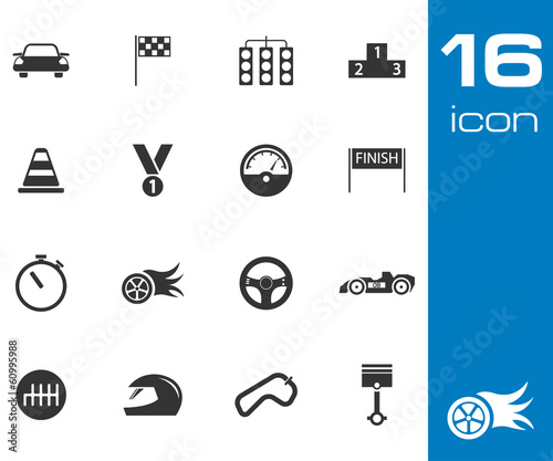 Vector black racing icons set