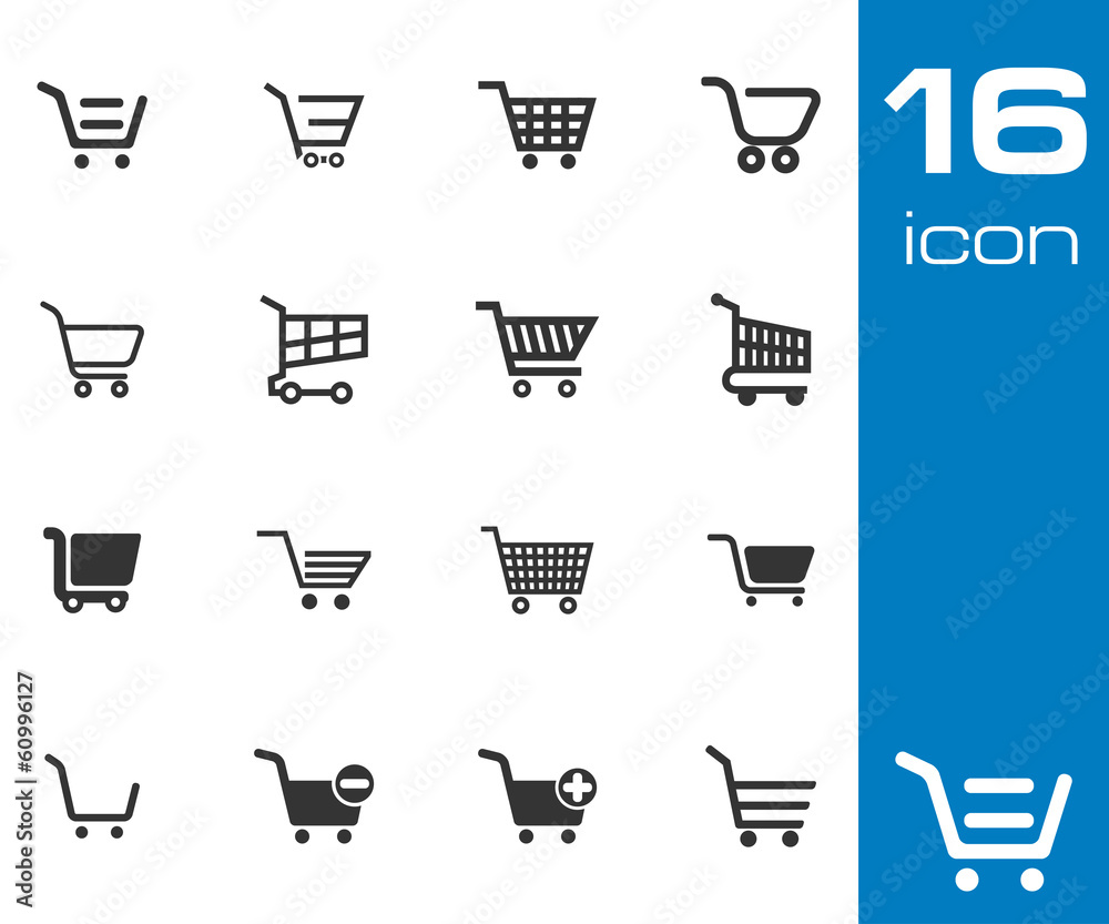 Vector black shopping cart icons set Vector black shopping cart icons set