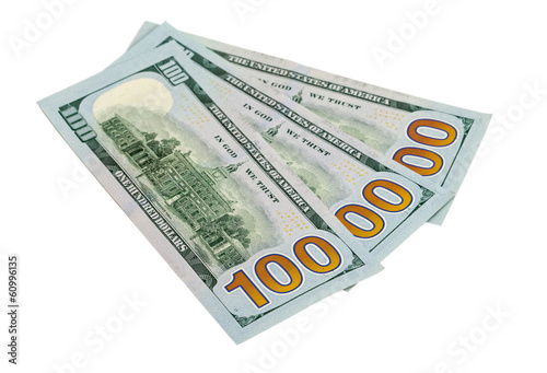 Obraz na płótnie American dollars isolated on the white background