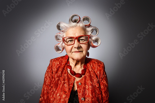 Fotografia, Obraz grandma with curlers
