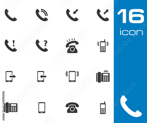 Vector black telephone icons set