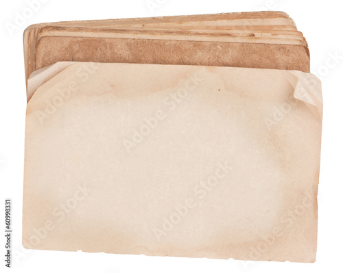 old paper and book isolated on white background
