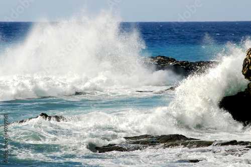 rough sea in a sunny day