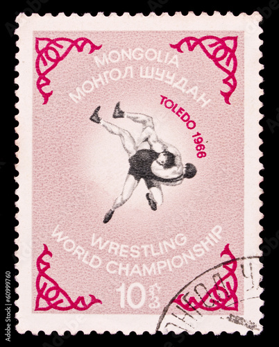 Wallpaper Mural Mongolian stamp, wrestling world championship in toledo, USA Torontodigital.ca