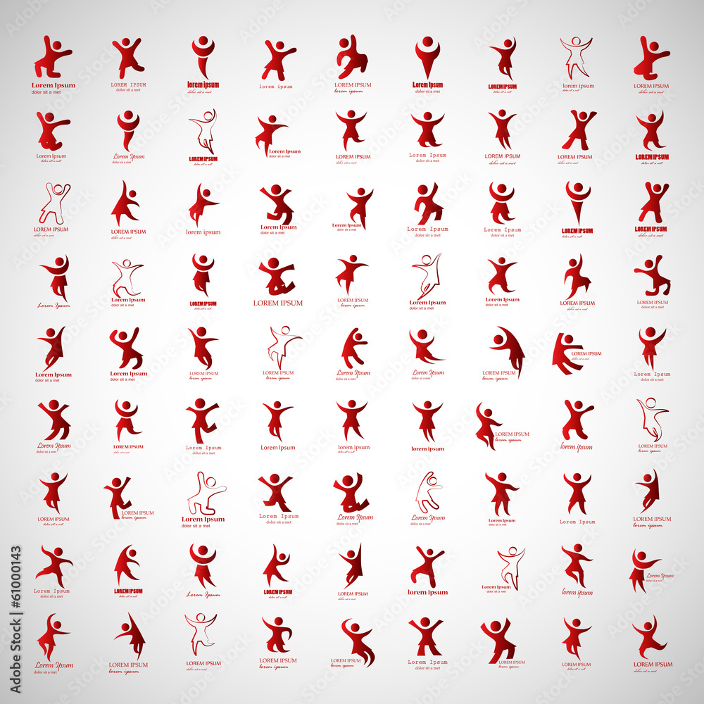 Abstract Human Symbols Set. Success, Celebration Abstract Human Symbols Set. Success, Celebration