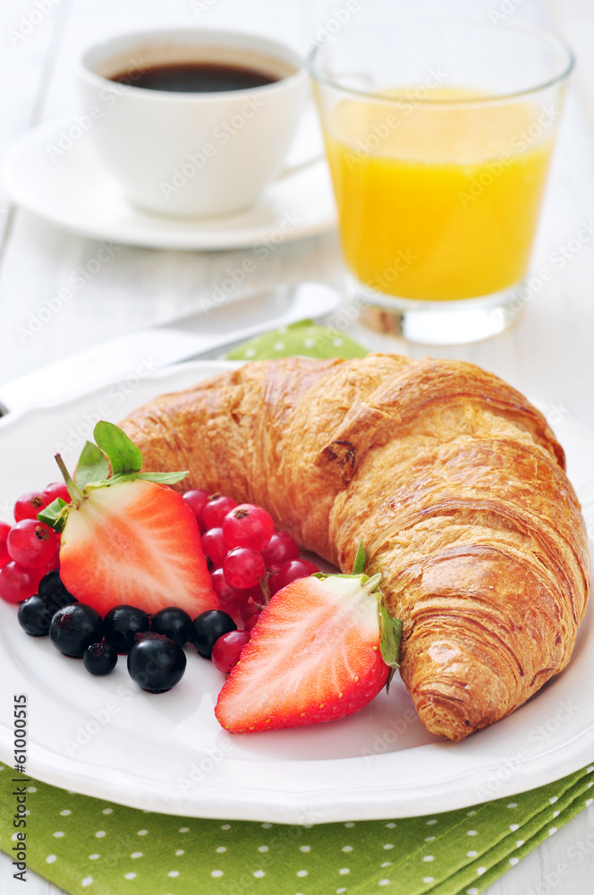 Fresh croissant with berries Fresh croissant with berries