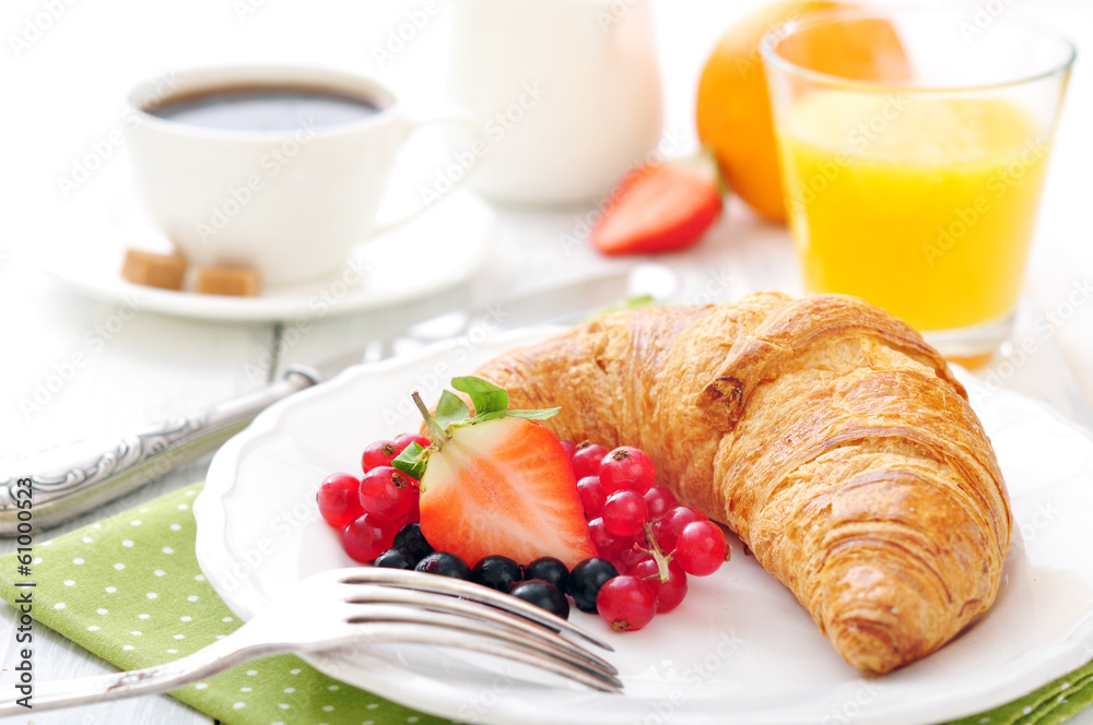 Fresh croissant with berries Fresh croissant with berries