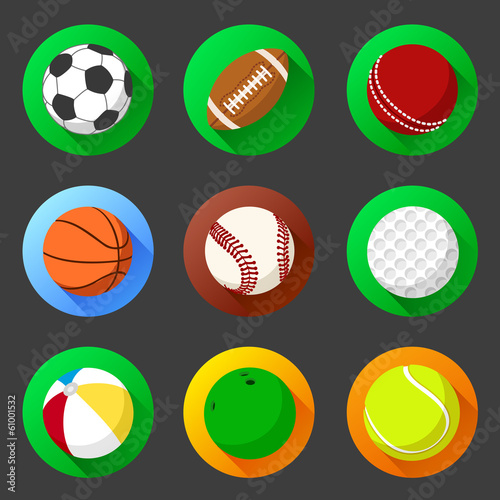 Flat and round sport icons