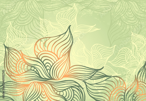 Abstract floral Background with flowers   grunge in green color