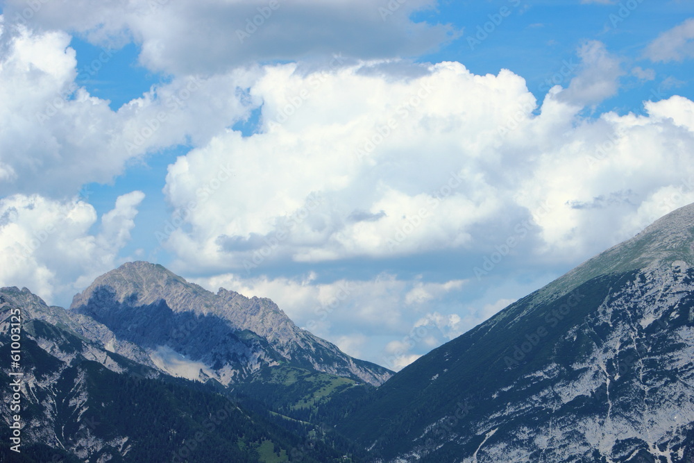 Mountain range and sky in the Austrian Alps Mountain range and sky in the Austrian Alps