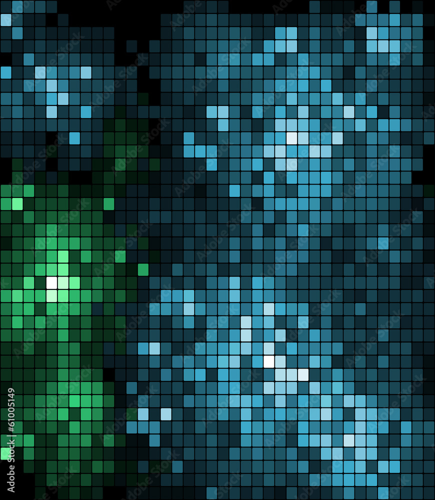 Abstract pattern of green and blue mosaics