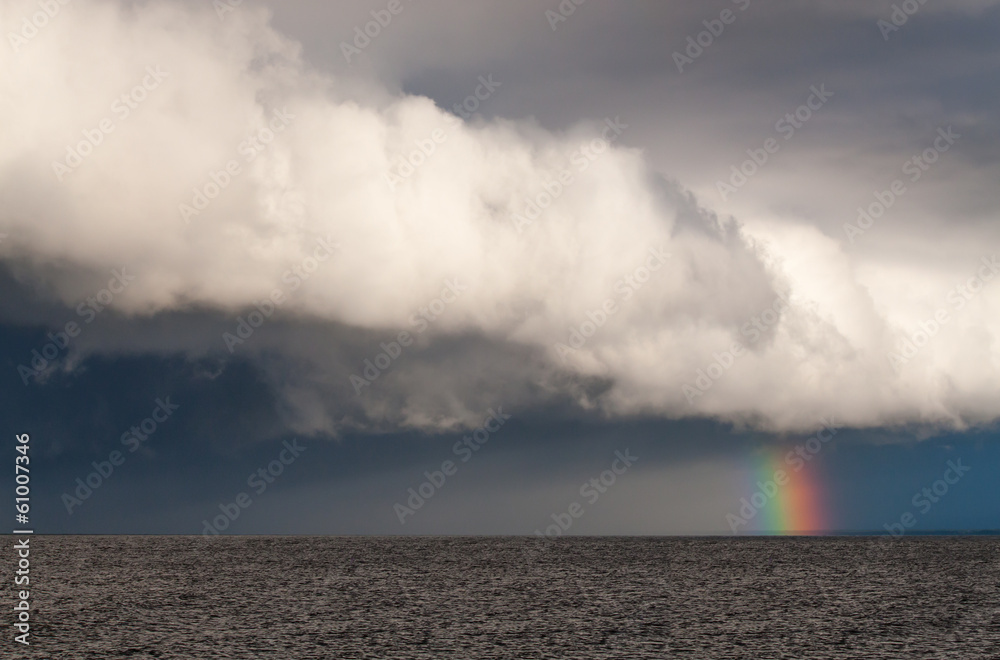 Rainbow over the sea.