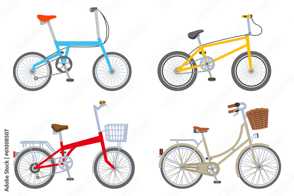 Four Bicycle set, Isolated Four Bicycle set, Isolated