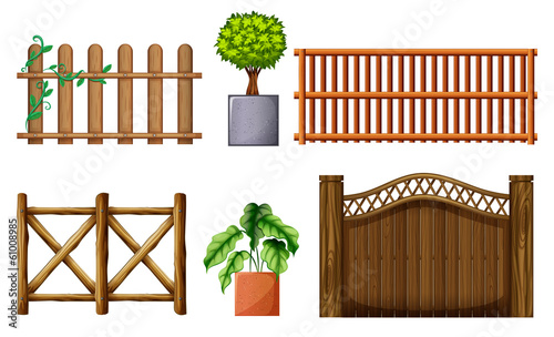 Different design of wooden fences