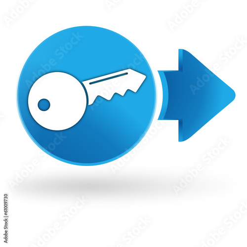 clef sur symbole web bleu