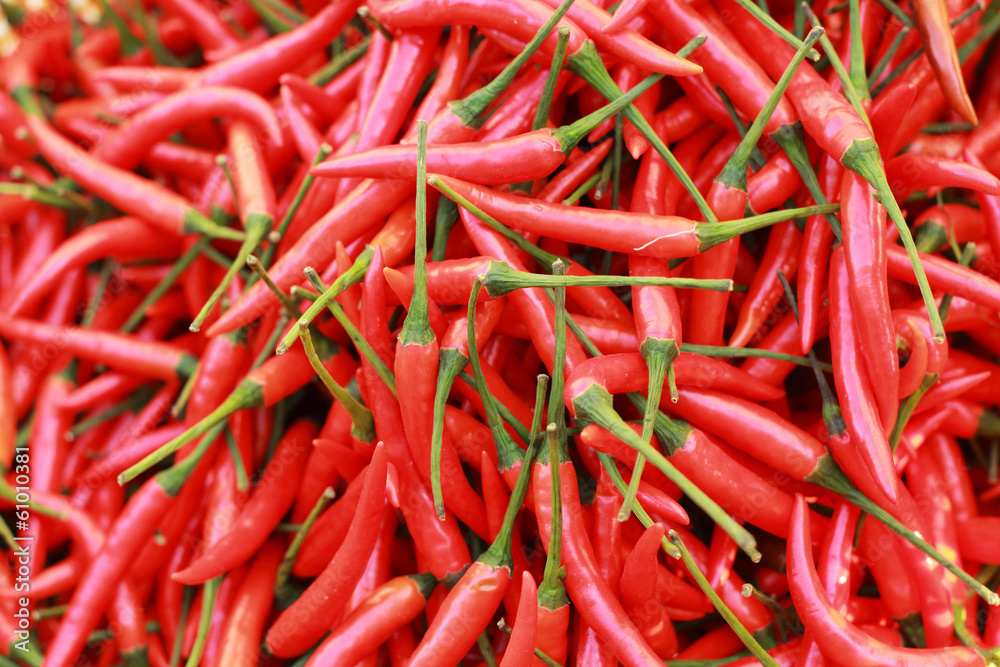 Red chili in the market