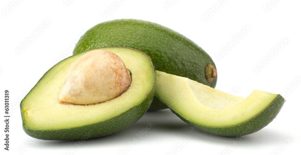 Fresh avocado fruit isolated on white background