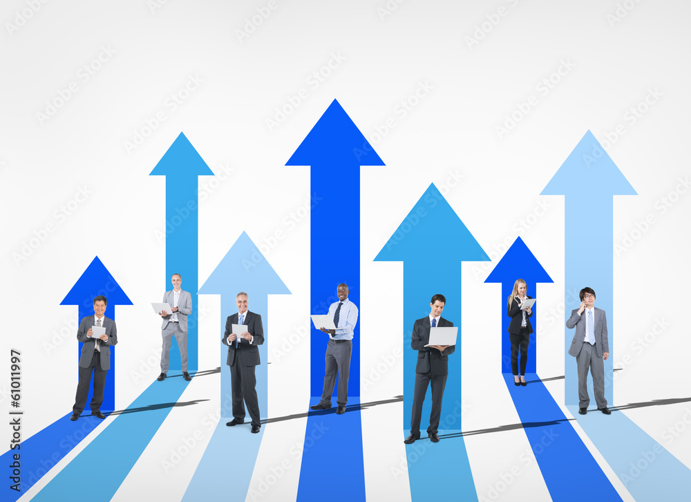 Business People with Rising Arrow Business People with Rising Arrow