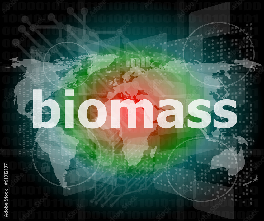 biomass word on digital touch screen background