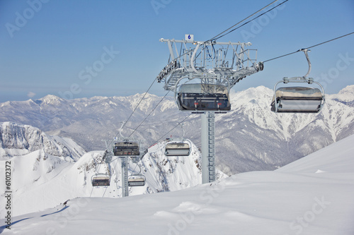 Chairlift in a ski resort ( Sochi, Russia )