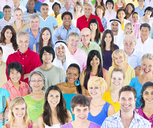 large multi-ethnic group of people