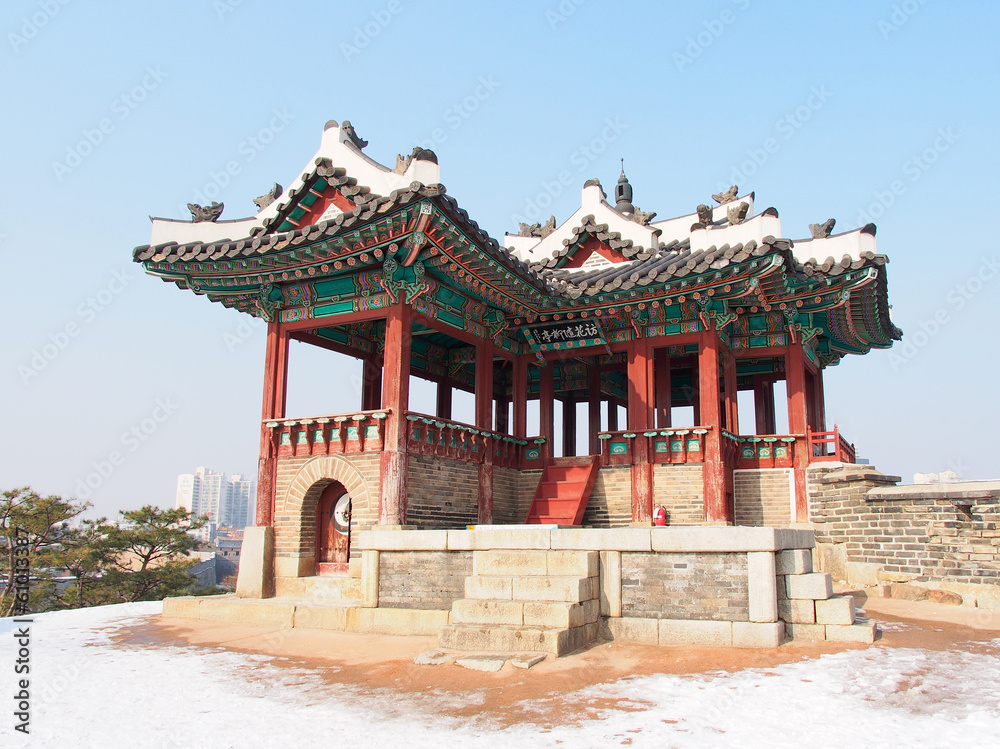 Dongbuk Gangnu of Hwaseong Fortress in Suwon, South Korea Dongbuk Gangnu of Hwaseong Fortress in Suwon, South Korea
