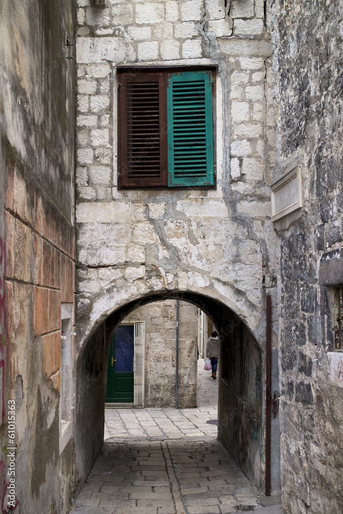 Narrow passage in Diocletian palace, Split in Croatia
