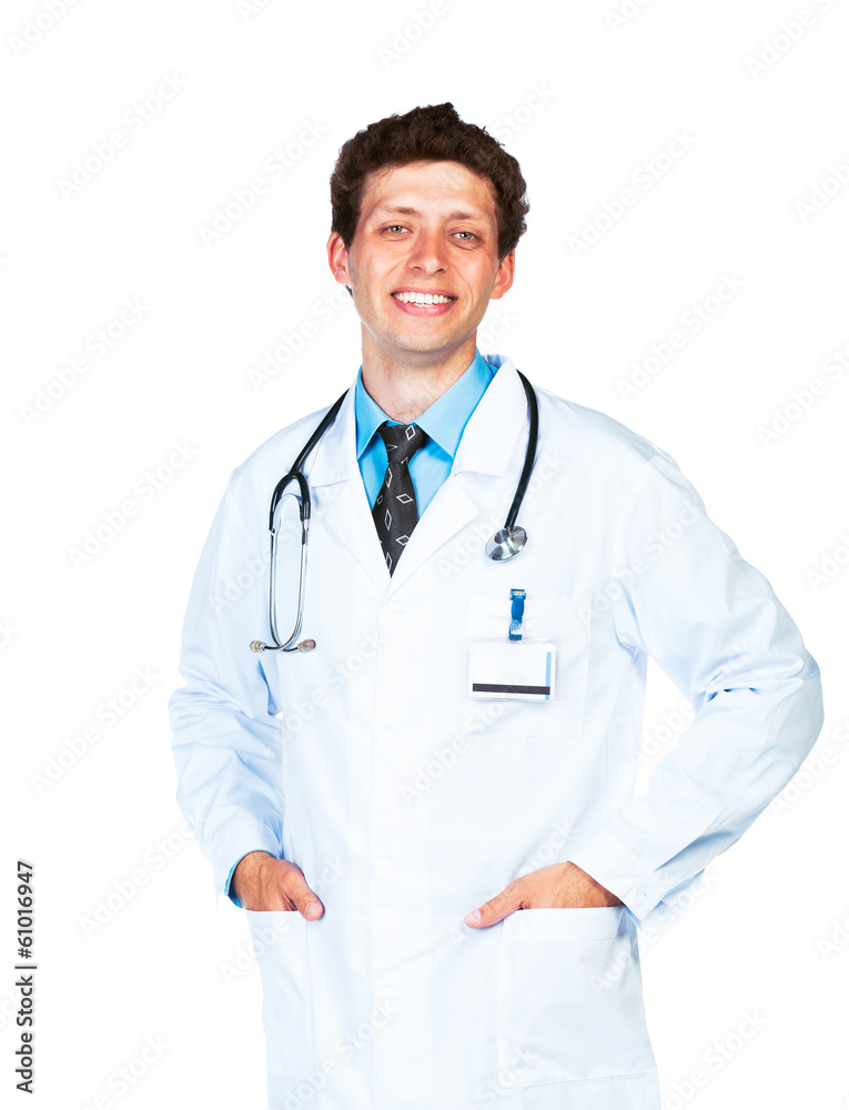 Portrait of the smiling doctor on a white Portrait of the smiling doctor on a white