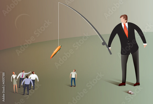 Business man fishing with carrot