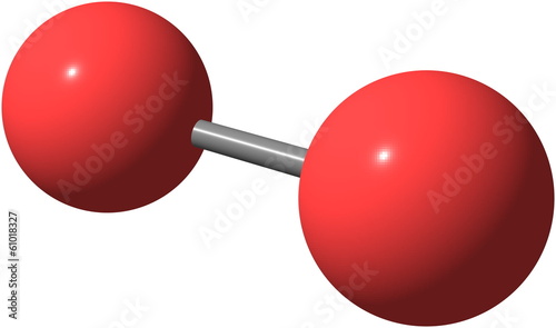 Oxygen (O2) molecular structure isolated on white
