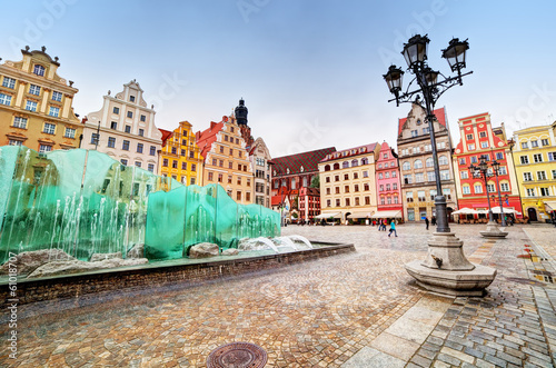 Wroclaw, Poland. The market square with the famous fountain