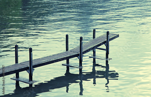 old wood jetty at Lake Geneva, Switzerland