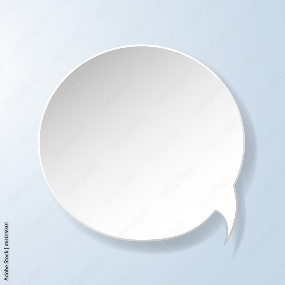 Abstract paper speech bubble on light blue background Abstract paper speech bubble on light blue background