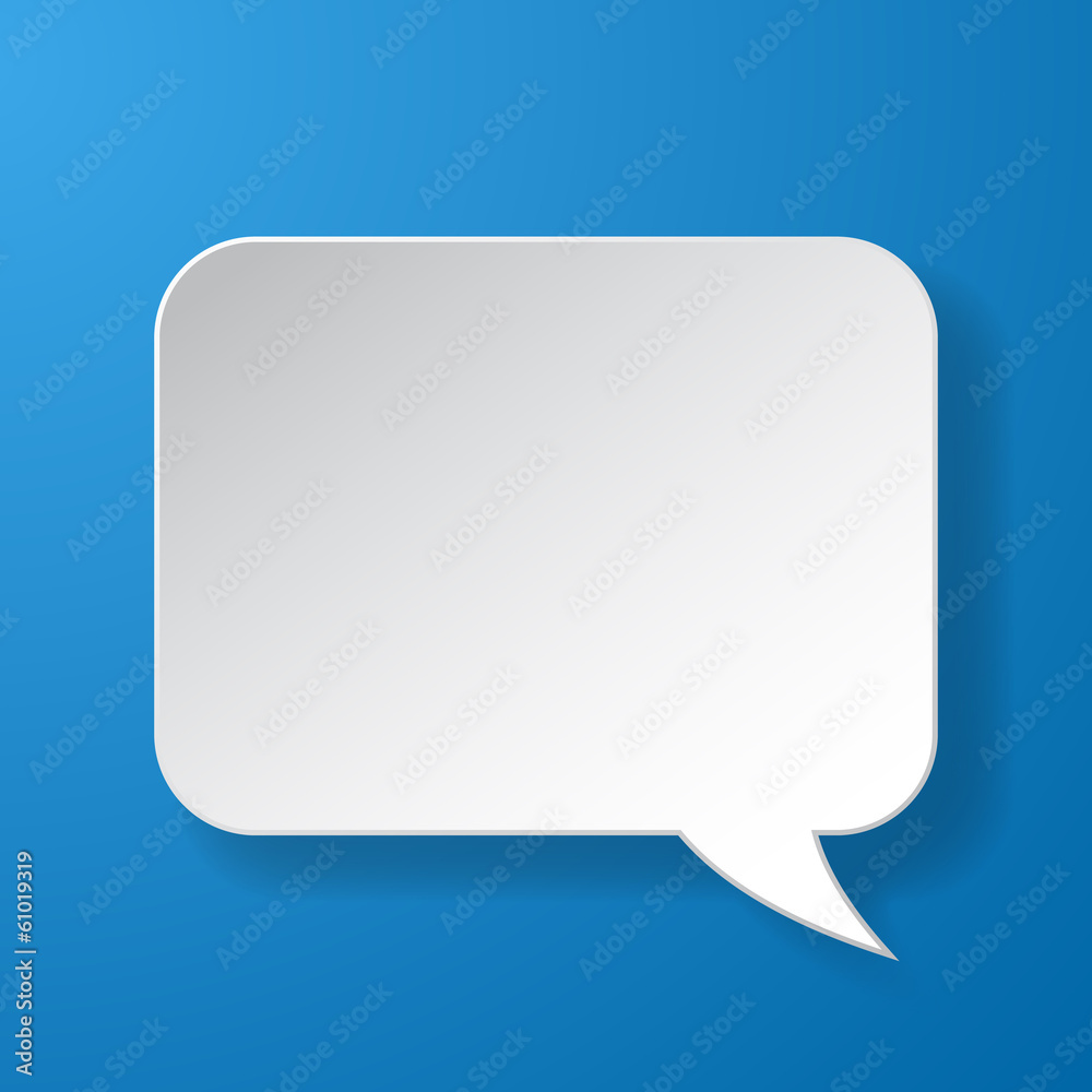 Abstract paper speech bubble on blue background Abstract paper speech bubble on blue background