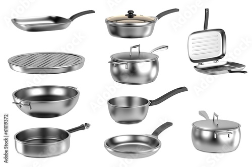 realistic 3d render of pans