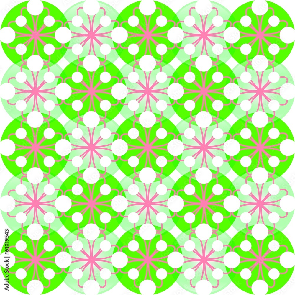 Motif fleurs géométriques et points