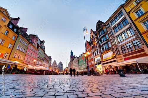 Wroclaw, Poland. The market square at the evening