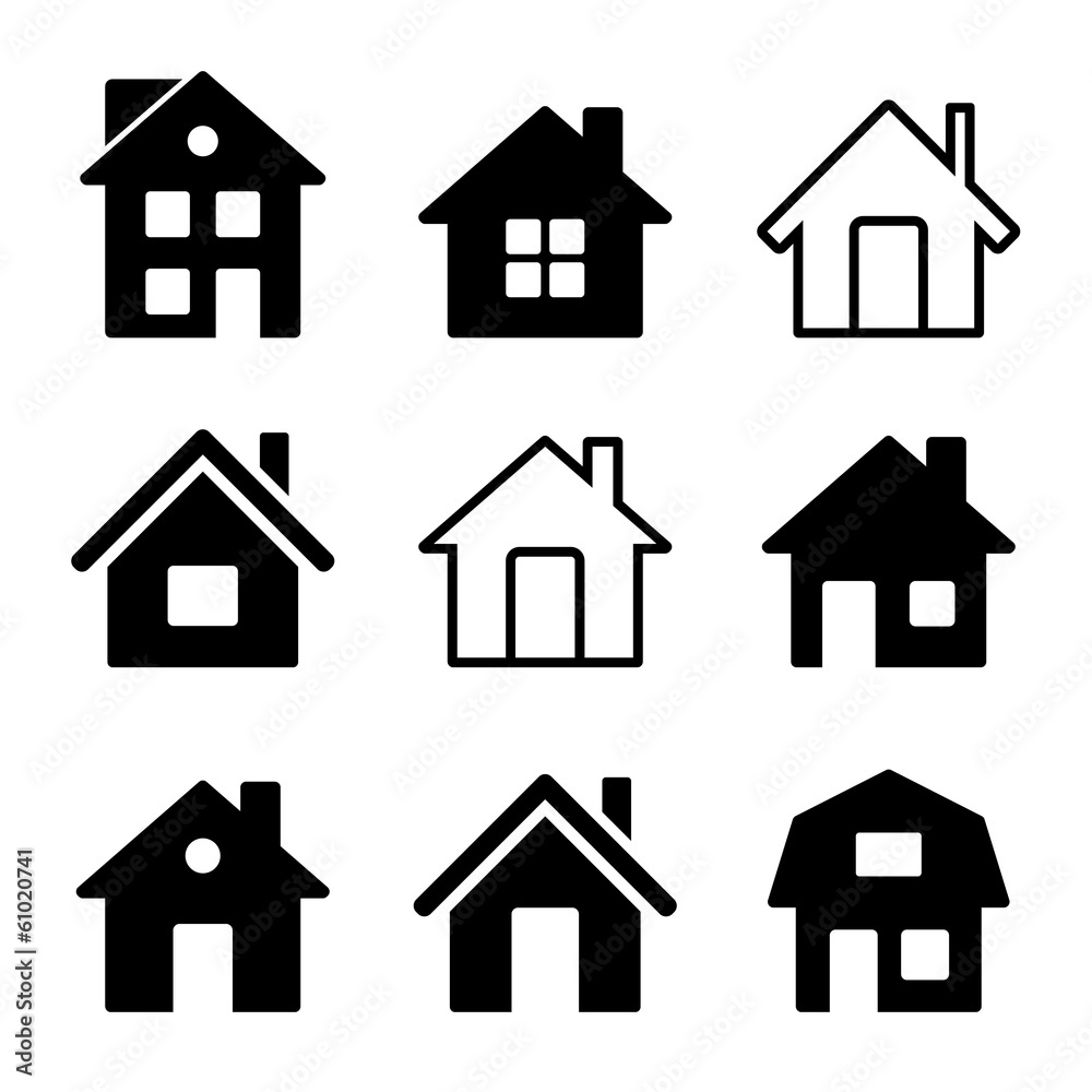 House Icons Set on White