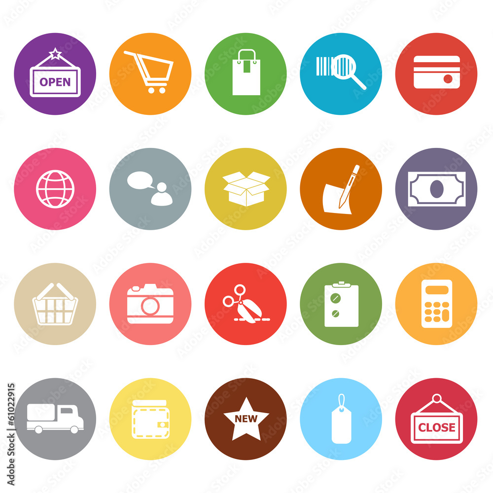 Shopping flat icons on white background Shopping flat icons on white background