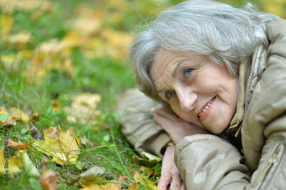 Cute elderly woman in the park Cute elderly woman in the park
