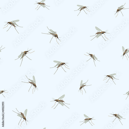 Mosquitos Seamless border. Blue sky background Incest pattern