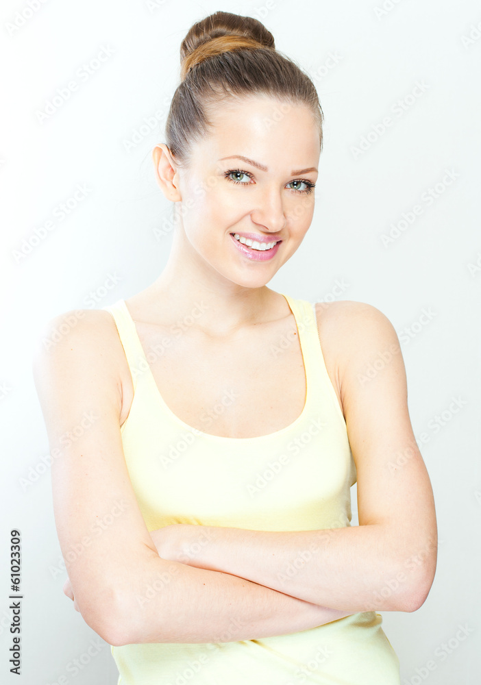 Young casual style woman portrait isolated over white background Young casual style woman portrait isolated over white background