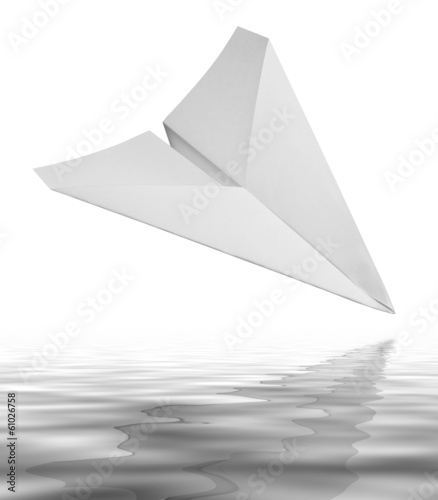 falling white paper plane