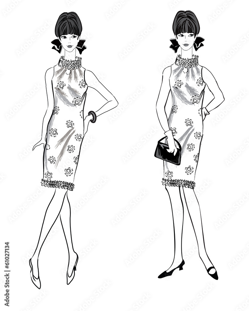Fashion dressed woman (1950's 1960's style) Retro girl Fashion dressed woman (1950's 1960's style) Retro girl