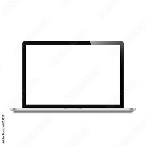 laptop open screen white background